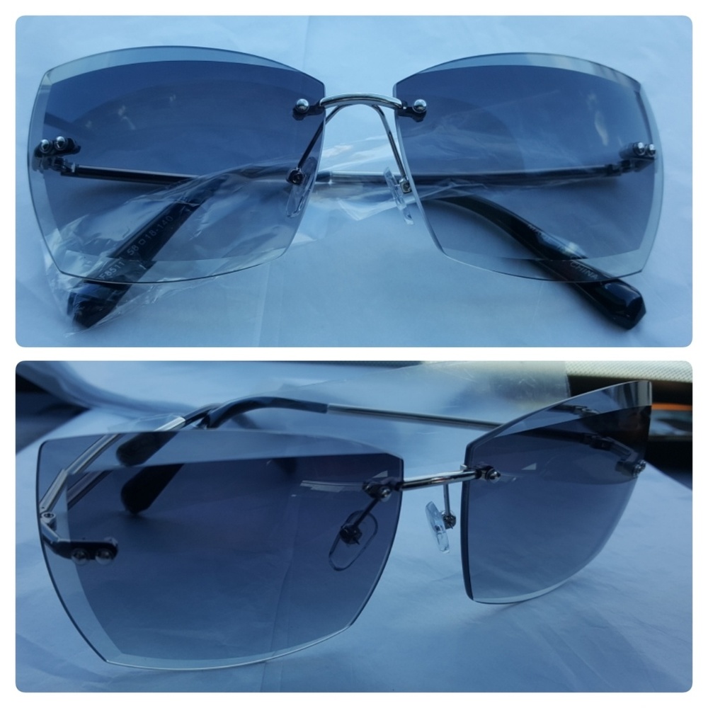 ⚘Gray/Purple Diamond Square Rimless sunglasses - Picture 8 of 8